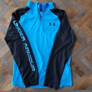 Boys Under Armour YM blue/black 1/4 zip pullover